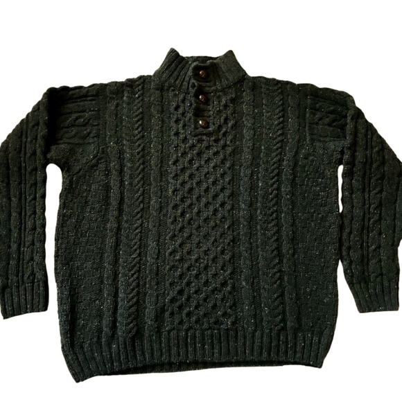 L.L. Bean Other - L.L. Bean Cable Knit Sweater Men's Sz XL 100% Green Wool Sweater